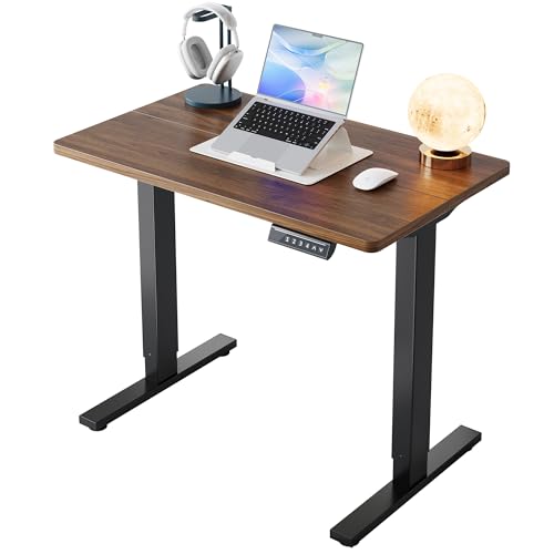 80 x 48cm Escritorio Eléctrico Regulable en Altura, 4 Configuraciones de Altura Memorizables, Escritorio para Trabajo en Casa y Computadora, Nogal Negro