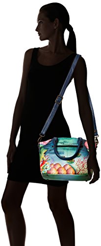 Anuschka Hand-Painted Leather Medium Convertible Satchel | Top Handle Shoulder Bag/Purse | Ocean Treasures