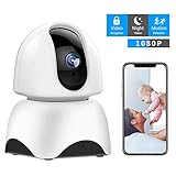1080P Wireless IP Camera, 360 Home WiFi Security Camera Indoor Surveillance Camera System Panorama View for Pet/Baby Monitor Remote Viewer Nanny Cam with Pan/Tilt, Two-Way Audio & Night Vision