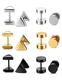 Jstyle Jewelry Stainless Steel Men Stud Earrings for Women Cool Ear Piercing Plugs Triangle Tunnel 18G