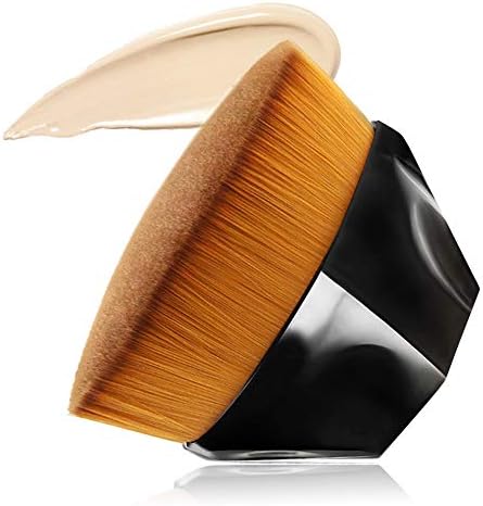 Foundation Makeup Brush Flat Top Kabuki Hexagon Face Blush Liquid Powder Foundation Brush for Blending Liquid, Cream or Flawless Powder Cosmetics with Bonus Protective Case (Black) …