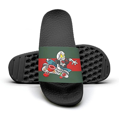 Skull Skateboarding Roller skating Snowboarding man red and green stripe flat Slipper Sandals Summer Sandals Slides