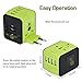 Universal Travel Adapter, Castries All-in-one Worldwide Travel Charger Travel Socket, International Power Adapter with 4 USB Ports, AC Plug for US EU UK AU & Asian Countries, Green