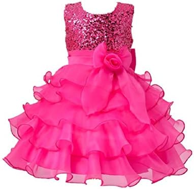 SOFYANABaby Girl's Sequined Round Neck Tissue Net Princess A-Line Knee Length Golden Birthday Kid's