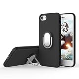 iPhone 7 Plus Ring Holder Case Rock Shock Absorption Ultra Thin Soft TPU Cover Built-in Ring Grip Kickstand Perfect Fit Defender for Apple iPhone 7 Plus 5.5 inches (iPhone 7 Plus Black)
