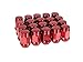 20pcs Red Bulge Lug Nuts - Metric 12x1.5 Threads - Conical Cone Acorn Seat, Closed End - 1.4 inch Length - Uses 19mm or 3/4 inch Hex Socket - Compatible with Honda Acura Toyota Mazda Hyundai