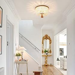 VILUXY Bohemia Wood Beaded Flush Mount Ceiling