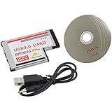 シルバーカラー54mm Express USB 3.0 PCMCIA 2ポートカードアダプター転送速度最大5Gbps 1.5 / 12 / 480Mbps - シルバー