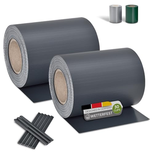 Juskys Sichtschutzstreifen Doppelstabmatten 35 m x 19 cm Anthrazit 4er-Set