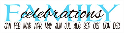 Family Celebrations Vinyl Decals Sticker, Great for a DIY Board, Ice Blue/Choc Brown, 21x5-Inch