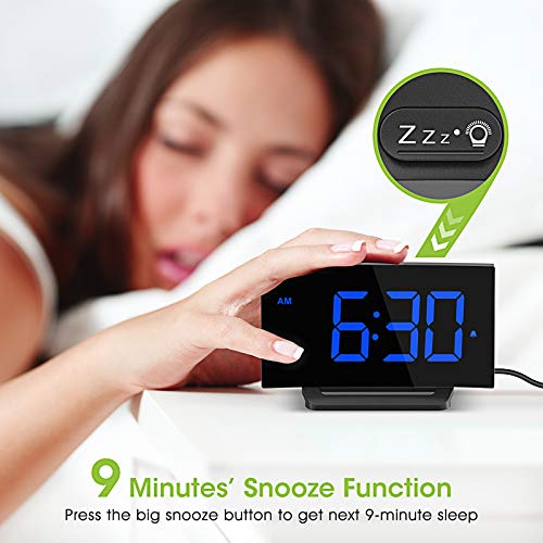 Mpow Digital Alarm Clock, 5'' Curved LED Screen, 6 Brightness, 3 Alarm Sounds, Easy Digital