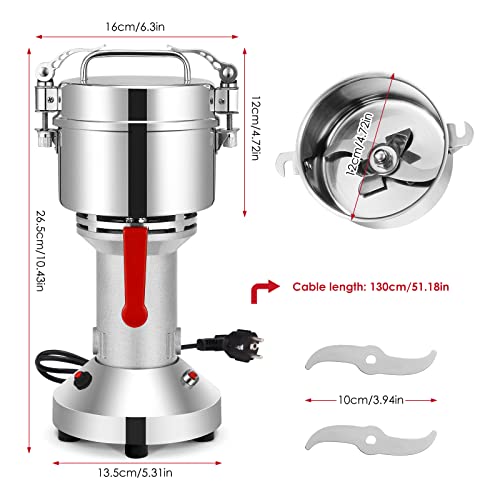 Kotsy Cereal Mill 500 g, Stone Mill 2500 W Portable Grinder 220 V 3 Blades Rice Quick Grinding, Sesame, Whole Grain Cereals