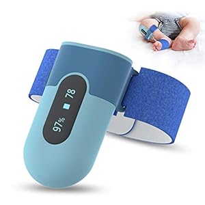 Wellue Baby Foot Monitor,Track Heart Rate, Average Oxygen Level and Movement, Wearable with Bluetooth, Fits Babies 0-36…