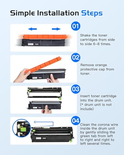 GPC Image TN248XL TN248 with Chips Compatible for Brother TN-248 TN248CMYK for MFC-L3760CDW L3740CDW DCP-L3560CDW L3520CDWE L3520CDW HL-L3240CDW L3220CW (1 Black, 1 Cyan, 1 Magenta, 1 Yellow )