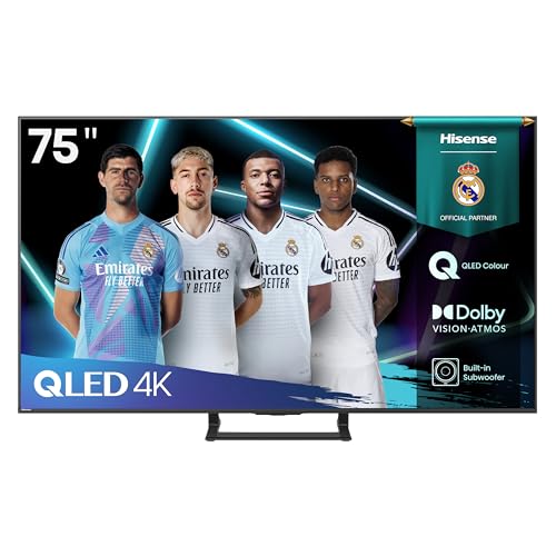 75A7Q QLED Smart TV, 190 cm (75 Zoll), sanfte Bewegungen IA, Dolby Vision, Dolby Atmos, integrierter Subwoofer, Spielmodus Plus, Sportmodus, Bluetooth & HDMI 2.1, Sprachsteuerung Alexa