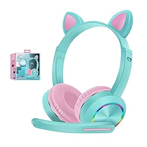 Cat-Ear-LED-Light-Up-Bluetooth-Headsets-with-MicNoise-Cancelling-Wireless-Headphones-Hands-Free-Headset-for-Children-Boys-Girls-Light-Blue Kids Headphones,Cat Ear LED Light Up Bluetooth Headsets with Mic,Noise Cancelling Wireless Headphones Hands Free Headset…