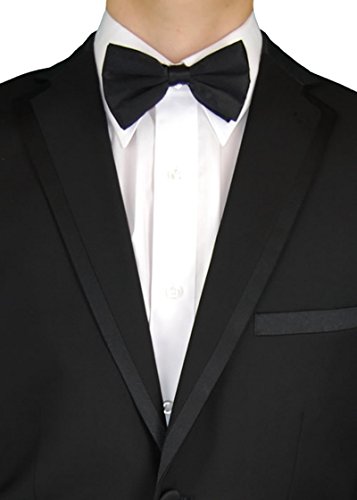 GN GIORGIO NAPOLI Men's Tuxedo Suit Two Button Jacket Flat Front Adjustable Pant (52 Regular US / 62R EU, Black) - Thumbnail 4