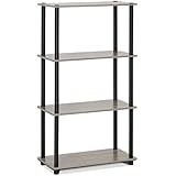 Furinno (99557GYW/BK) Turn-N-Tube 4-Tier Multipurpose Shelf Display Rack - French Oak Grey/Black