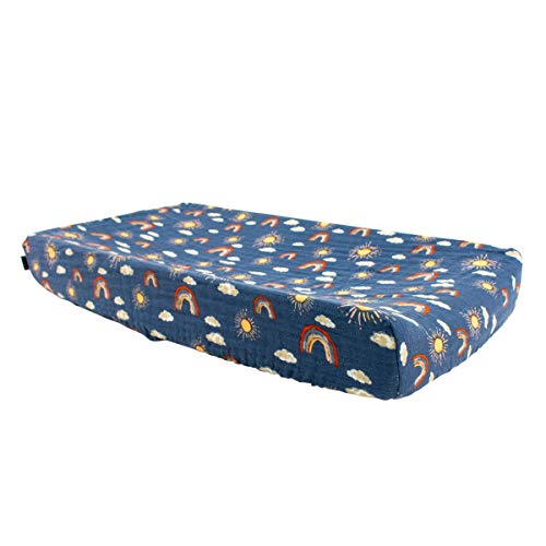 Bebe au Lait Premium Muslin Changing Pad Cover-Elasticized Fit, Safety Strap Ho…