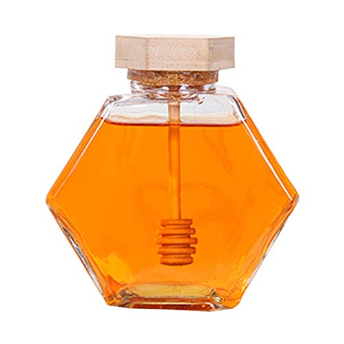 Liitrton Hexagon Shape Honey Pot Jar with Dipper Heat-Resistant Glass Storage Container for Home Kitchen (S) - Thumbnail 7