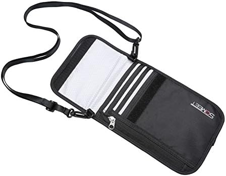 Travel Passport Holder RFID Blocking Passport Pouch - Multiple Neck Wallet with zip and Hidden Wallet for Security