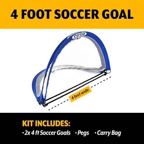 PUGG Pop Up Soccer Goal, Portable Training Football Knitted Poly Net Equipment, The Original Pickup Game Goal, Includes Two Goals & Bag