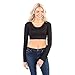 Halftee Crop Top - Women's Scoop Neck Long Sleeve Camisole - Comfortable Layering Top with Smooth Fit - Slimming to Plus Size Modest Tee Shirt