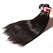 Nadula Hair 12A Brazilian Straight Hair 3 Bundles with Free Part Lace Closure, 100% Unprocessed 10A Virgin Remy Human Hair Wefts Extensions Natural Color (20 22 24+14Closure)