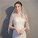 RULTA 1 Tier Lace Appliques Bridal Veil Crystal Beaded Tulle Wedding Veils with Comb (Ivory)