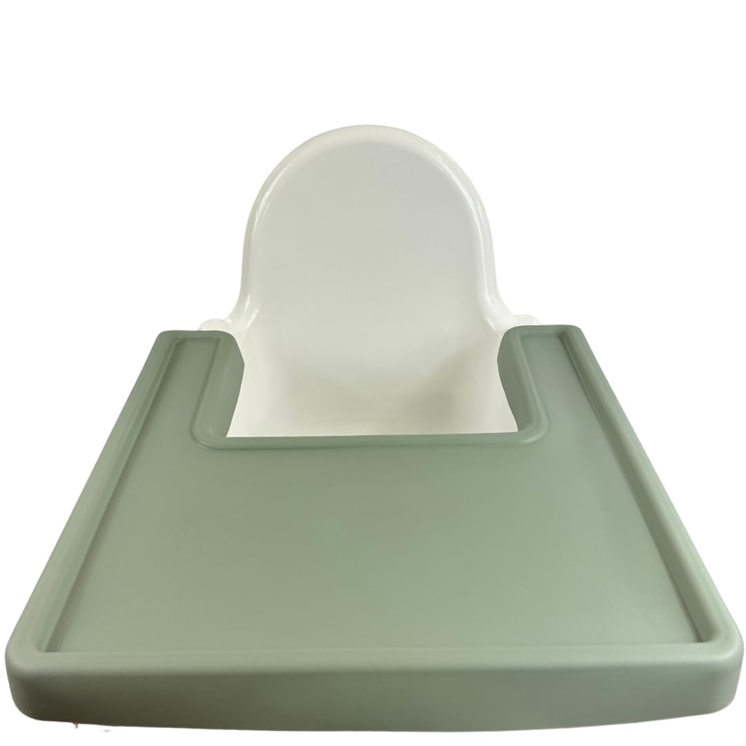 Alimos High Chair Baby Mat Tray Made for IKEA ANTILOP BPA Free Accessories Full Cover Silicone Placemat Dishwasher Safe (Sage)