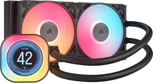 iCUE Link Titan 240 RX LCD Refrigeración Líquida de CPU – Motor de Refrigeración FlowDrive – Intel LGA 1851/1700, AMD AM5/AM4 – 2X RX120 RGB Ventiladores – iCUE Link Hub Incluido – Negro