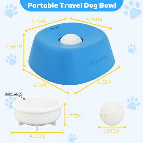 Yipetor Slow Feeder Dog Bowls for Liquid Treat, 【Enrichment Ball-Roll】 Bone Broth Dog Lick Bowl, 3/4 Cup Yogurt Pup Lick Toy for Large Medium Small Breeds Dietary Supplement/Post-op Nutrition