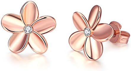 Simple Design Daisy Flower Flora Leaf Stud Earring Cubic Zircon For Women Girl