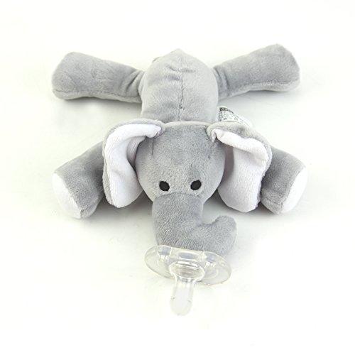 Xiudou Store Infant Baby Toddler Child Cuddly Plush Animal Dummy Pacifiers Orthodontic Nipple (Elephant)