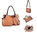 AB Earth 3 Pieces Women Hobo Handbag PU Leather Totes Matching Wallet Satchel Shoulder Bag, M898 (Brown)