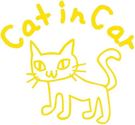 Amazon キャットインカー Ver 猫 落書き系 イラスト ロゴ カッティング ステッカー 15 黄色 ステッカー デカール 車 バイク