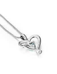 Collar con colgante de corazón de plata de ley 925 con texto "I Love You Mom"