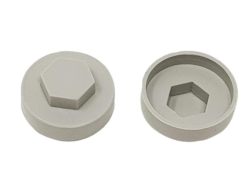 TechFast Roofing Screw Cover Caps | 19mm | Goosewing Grey - Plastic | Box 100