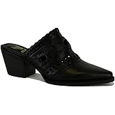 Beast Fashion Women's Woven Block Heel Mules Stacked Block Heels Mules Comfort Pointed Toe Backless Slip on Slides Loafer Shoes