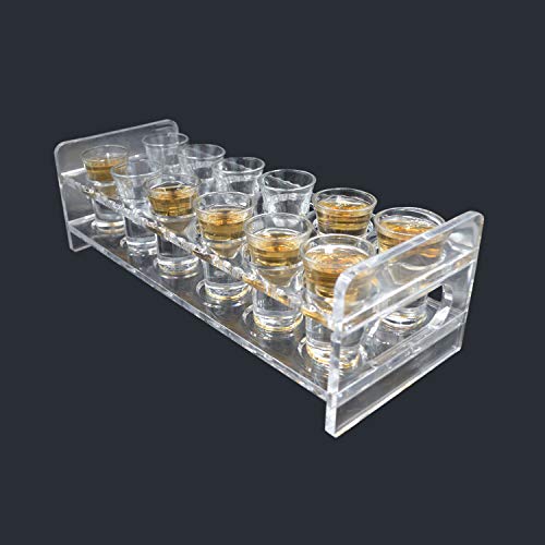 D&Z 12 Set Shot Glass with Acrylic Transparent Holder,include 12 Thick Base Crystal Clear Liquor Cup for Barware Whisky Brandy Vodka Rum and Tequila Shot Set,0.75oz - Thumbnail 4