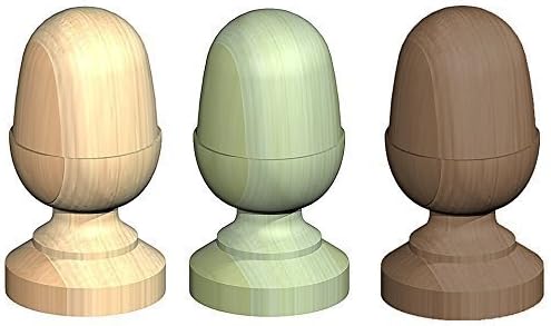 Wooden Post Top Acorn Finial for 3" 75mm Post Cap Untreated Green Brown (Brown Treated)