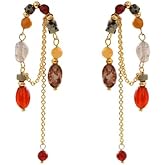 UniLogue Bohemian Style Natural Stones Tassel Earrings for Women, Retro Fashion Versatile Earrings Common Luxury Handmade Beads Earrings