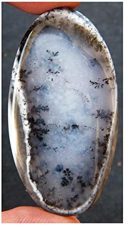 RASIYO Dendritic Opal Cabochon 62Ct Oval Shape 52x27x5mm, Natural Dendritic Gemstone, K-5497