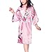 WONDERFIT Girls Stain Kimono Peacock Flower Robe for Spa Wedding Birthday Pink 9-10