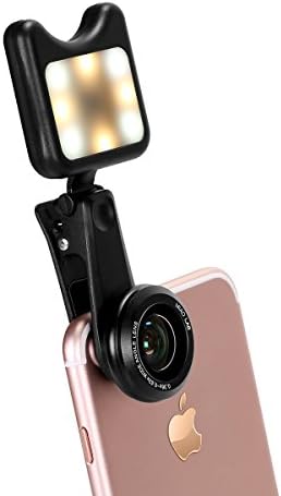 Azomovic 4 in 1 Cell Phone Lens Kit with Rechargeable Selfie Flash Lights, 0.63X Wide Angle Lens, 15X Macro Lens, 230° Fisheye Lens for Tablet PC, iPhone, Samsung , Android &amp; Most Smartphones