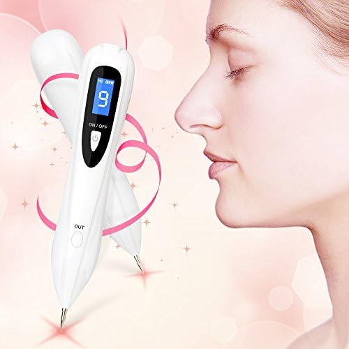 Mole Removal Pen, ELEPOWSTAR Mole Remover, Portable USB Rechargeable Skin Tag Remover, 9-Gears Adjustable Dark Spot Remover Freckles Wart Blemish Tattoo Removal Tool Kit, Beauty Skin Machine with LCD