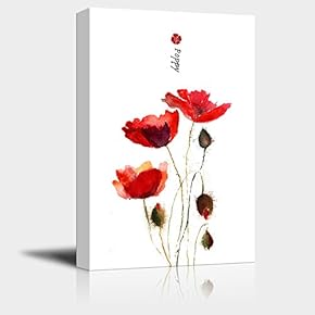 Watercolor Style Red Poppies