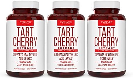 Premium Tart Cherry Extract Plus Celery Seed and Bilberry Extract - Anti Inflammatory, Antioxidant Supplement for Uric Acid, Muscle Pain and Joint Pain - 90 Tart Cherry Capsules​ (3 Pack)