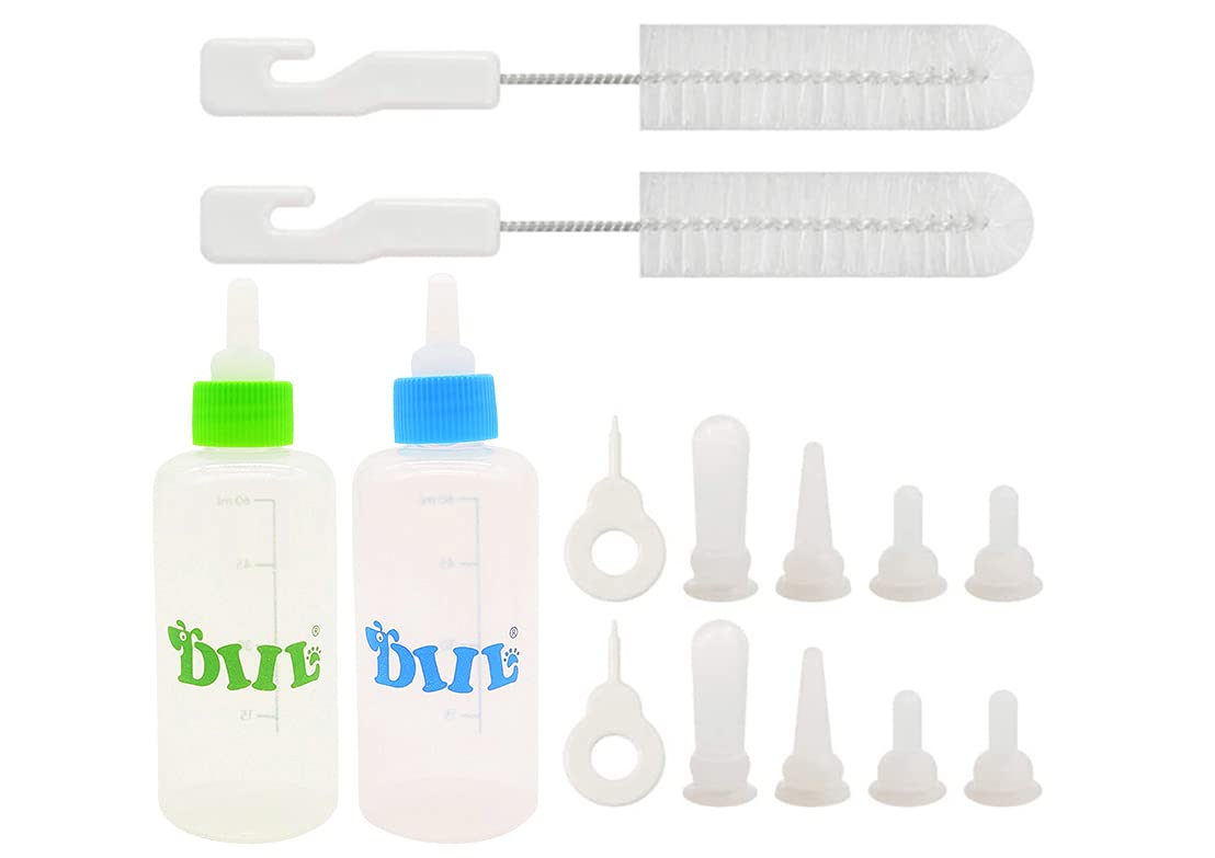 YUIP Puppy Feeding Bottle Kit Dog Cat Puppy’s Feeding Bottle Pet Bottle Puppy Feeding Bottle Pet Bottle Set Pet Feeding Bottle 60ML Pet Feeding Bottle Set for Young Pets 2Pcs