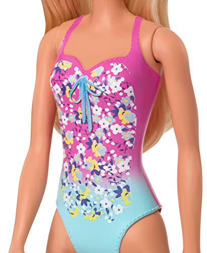 Barbie GHW37 - Beach Puppe mit Badeanzug im Blumenmuster, Spielzeug ab 3 Jahren – Bild 4